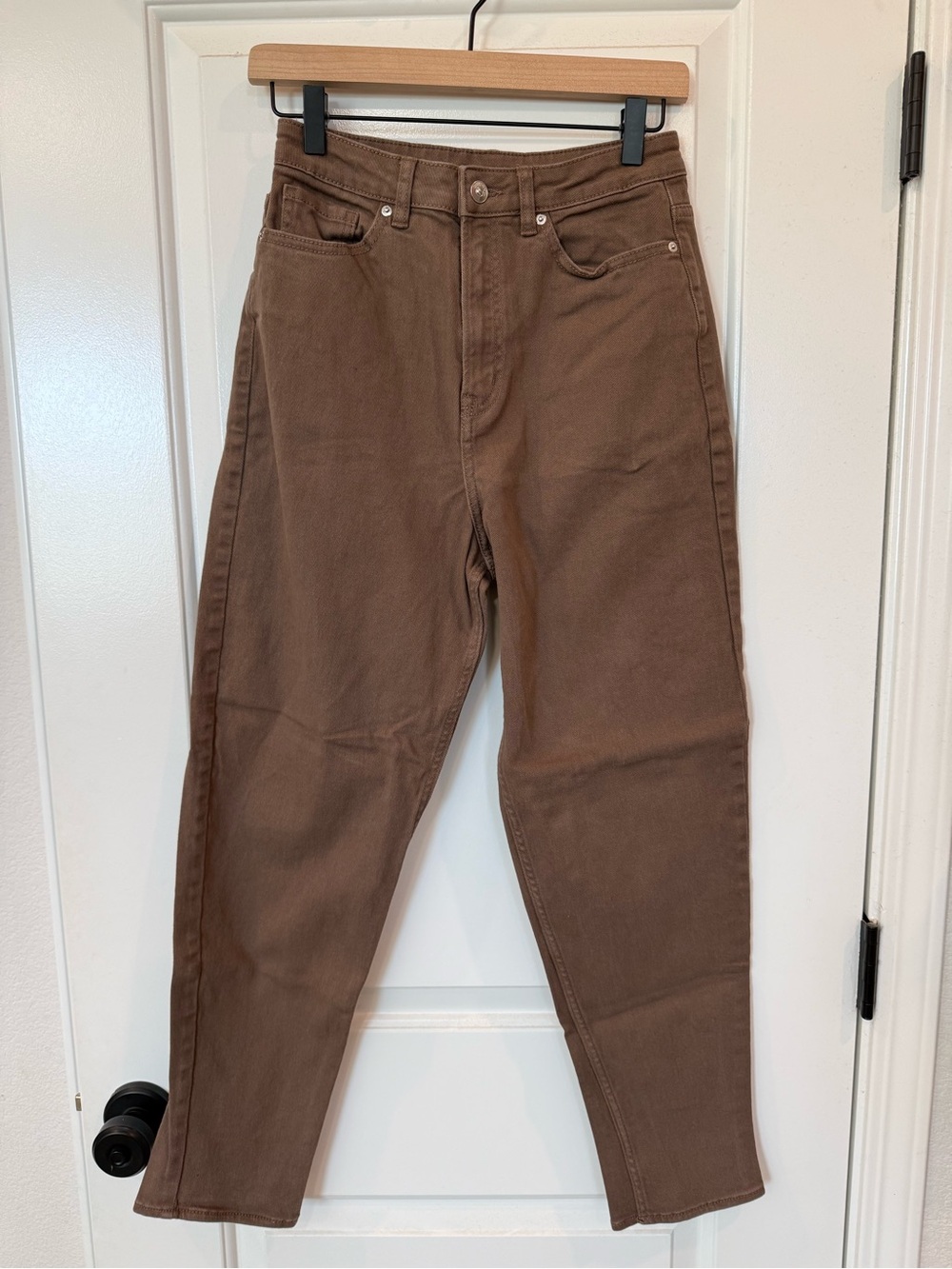 H&M Brown High-Rise Mom Jeans